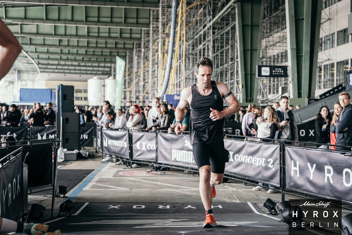 HYROX Berlin finish — where Protein Cam began